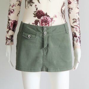 H&M Olive Green Miniskirt Green Denim Miniskirt 4